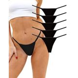 ALYA UNDERWEAR Kadın String Külot, Pamuklu, Basic, Renkli Tanga Külot (Black (P06), M) 5 Adet Siyah