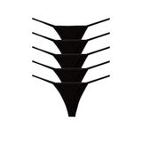 ALYA UNDERWEAR Kadın String Külot, Pamuklu, Basic, Renkli Tanga Külot (Black (P06), XL) 5 Adet Siyah