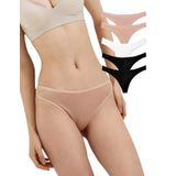 ALYA UNDERWEAR Kadın Tanga Külot, 5'li Paket - 2 Siyah - 1 Beyaz - 2 Ten (Multicolor (P02), L)