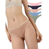 ALYA UNDERWEAR Kadın Tanga Külot, 5'li Paket - 2 Siyah - 1 Beyaz - 2 Ten (Multicolor (P14), 2XL)