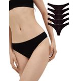 ALYA UNDERWEAR Kadın Tanga Külot, 5'li Paket - 2 Siyah - 1 Beyaz - 2 Ten (Siyah (P06), 4XL)