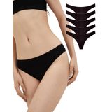 ALYA UNDERWEAR Kadın Tanga Külot, 5'li Paket - 2 Siyah - 1 Beyaz - 2 Ten (Siyah (P06), S)