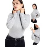 ALYA UNDERWEAR Kaşkorse Balıkçı Yaka Tam Boğazlı Body Sweatshirt (GRİ MELANJ, L)