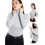 ALYA UNDERWEAR Kaşkorse Balıkçı Yaka Tam Boğazlı Body Sweatshirt (GRİ MELANJ, M)