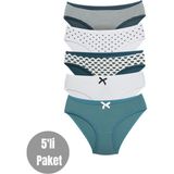 ALYA UNDERWEAR Kız Çocuk Empirme Baskılı Pamuklu Kumaş Slip Külot 5'li Paket Yeşil Varyant - Koyu Yeşil - 8 - 9 Yaş