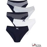 ALYA UNDERWEAR Kız Çocuk - Garson Empirme Baskılı Pamuklu Kumaş Slip Külot 5'li Paket Lacivert - 12 - 13 Yaş