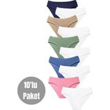 Alya Underwear Kız Çocuk - Garson Pamuklu Kumaş Renkli Slip Külot 10'lu Paket - (10-11 Yaş, X19) - 10 - 11 Yaş - Beyaz - Multi