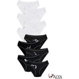 Alya Underwear Kız Çocuk - Garson Pamuklu Kumaş Renkli Slip Külot 10'lu Paket - (12-13 Yaş, X17) - 12 - 13 Yaş - Siyah - Beyaz