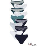 Alya Underwear Kız Çocuk - Garson Pamuklu Kumaş Renkli Slip Külot 10'lu Paket - (3-4 Yaş, X23) - 3 - 4 Yaş - Lacivert - Yeşil