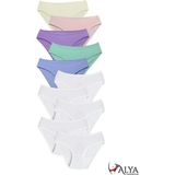 Alya Underwear Kız Çocuk - Garson Pamuklu Kumaş Renkli Slip Külot 10'lu Paket - (8-9 Yaş, X18) - 8 - 9 Yaş - Beyaz Multi