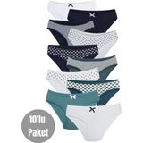 Alya Underwear Kız Çocuk - Garson Pamuklu Kumaş Renkli Slip Külot 10'lu Paket - (8-9 Yaş, X23) - 8 - 9 Yaş - Lacivert - Yeşil
