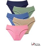 Alya Underwear Kız Çocuk - Garson Pamuklu Kumaş Renkli Slip Külot 5'li Paket (3-4 Yaş, P14) - 3 - 4 Yaş - Çok Renkli