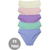 Alya Underwear Kız Çocuk - Garson Pamuklu Kumaş Renkli Slip Külot 5'li Paket (3-4 Yaş, P15) - 3 - 4 Yaş - Çok Renkli-KR1