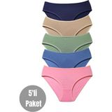Alya Underwear Kız Çocuk - Garson Pamuklu Kumaş Renkli Slip Külot 5'li Paket (4-5 Yaş, P14) - 4 - 5 Yaş - Çok Renkli
