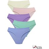 ALYA UNDERWEAR Kız Çocuk - Garson Pamuklu Kumaş Renkli Slip Külot 5'li Paket. - Çok Renkli-KR1 - 6 - 7 Yaş