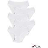 ALYA UNDERWEAR Kız Çocuk Kalpli Dokuma Lastik Pamuklu Kumaş Slip Külot 5'li Paket ( 5 Adet Beyaz) - 10 - 11 Yaş