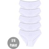 ALYA UNDERWEAR Kız Çocuk Kalpli Dokuma Lastik Pamuklu Kumaş Slip Külot 5'li Paket ( 5 Adet Beyaz) - 12 - 13 Yaş