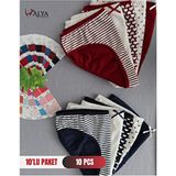 Alya Underwear Kız Çocuk Renkli Slip Külot 10'lu Paket Pamuklu Kumaş Garson Lacivert ve Bordo Varyant, 6 - 7 Yaş - Lacivert - Bordo