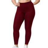 Alya Underwear Toparlayıcı Yüksek Bel Kadın Günlük Spor Rahat Parlak Tayt (Bordo, M)