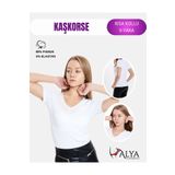 ALYA UNDERWEAR V Yaka Kaşkorse Kumaşlı Kısa Kollu Bluz, T-shirt Esnek Ve Pamuklu Body, Beyaz Badi