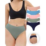 ALYA UNDERWEAR Yüksek Bel Toparlayıcı Pamuklu Tanga Külot (P14, XL)