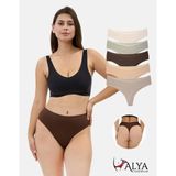 Alya Underwear Yüksek Bel, Toparlayıcı, Tanga Külotlar - 5'li Paket - Kahve, Taş, Pudra, Bej, Açık Kahve - Kahve - Açık Kahve