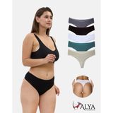 Alya Underwear Yüksek Bel, Toparlayıcı, Tanga Külotlar - 5'li Paket Siyah, Füme, K Yeşil, Taş Rengi, Füme - Koyu Yeşil - 2XL