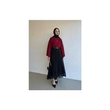 Alyam Butik Kemer Hediyeli Volanlı Şifon Piliseli Etek(Standart Beden) - Siyah