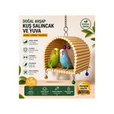 AlyaPetWorld Muhabbet Kuşu Ahşap Kuş Evi Doğal Ahşap Kuş Çadırı Askılı Kuş Salıncağı Zilli Kuş Oyuncağı