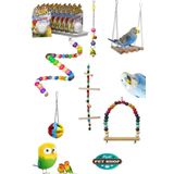 AlyaPetWorld Muhabbet Kuşu Ve Papağanlar Için Mega Salıncak Oyuncak Seti 6'lı (meyveli Gaga Taşları)