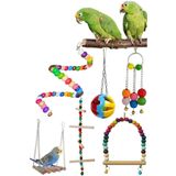 AlyaPetWorld Muhabbet Kuşu Ve Papağanlar Için Mega Salıncak Oyuncak Seti 6'lı