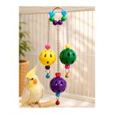 AlyaPetWorld Sultan Papağanı Oyuncağı Zilli Askılı Kuş Oyuncağı 3'lü Top Oyuncak Cennet Papağanı Sevda Papağanı Kafes Oyuncağı