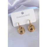 AlyaStore 316L Çelik Gold Renk Zirkon Baget Taşlı Kare Kadın Küpe
