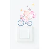 AlyMarkt Priz Üstü Sticker Sevimli Ayıcık Bisiklet Üstünde