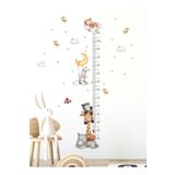 AlyMarkt Zürafa Zebra Su Aygırı Maymun Tavşan Boy Ölçer Çocuk Duvar Ayna Kapı Eğlenceli Sticker 30x120cm