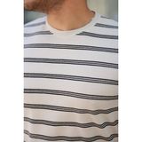 Alyn Wear Erkek Çizgili Kısa Kollu T-Shirt - Siyah - Beyaz - 2XL