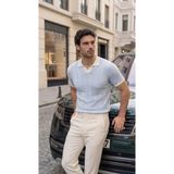 Alyn Wear Erkek Örgü Desen Yakalı Kısa Kollu Triko Tişört - %100 Pamuk Akrilik - Bebe Mavisi - 2XL