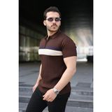 Alyn Wear Erkek Örgü Desenli Renkli Kısa Kollu Triko Tişört - Acı Kahve