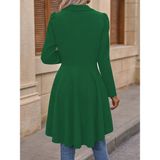 Alyn Wear Kadın Uzun Kollu Yakalı Önden Düğmeli Uzun Atlas Blazer Ceket - 2XL - 3XL - Yeşil