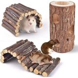 Alyones 3lü Set Doğal Ahşap Merdiven Köprüsü ve Orman Içi Boş Ağaç Gövdesi Hamster Egzersiz Kampı