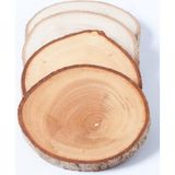 Alyones 40 Meşe & Zeytin Ağacı Dilimi 8cm - 6cm Rustik Düğün Dekorları, Kabuklu Ahşap Etiket Dilimleri,