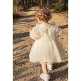 Alyra Kids Kız Bebek Çocuk Uzun Kollu Kanatlı Doğum Günü Parti Düğün Özel Gün Tüllü Tütü Astarlı Prenses Elbise - 2 Yaş - Beyaz