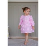 Alyra Kids Kız Bebek Elbise Uzun Kollu Fiyonklu Güllü Doğum Günü Parti Düğün Özel Gün Abiye Kız Çocuk Elbise ALY1021 - 2 - 3 Yaş - Pembe