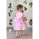 ALYRA Kız Bebek Elbise Kısa Kollu Fiyonklu Güllü Doğum Günü Parti Düğün Özel Gün Abiye Kız Çocuk Elbise Pembe ALY0680 - 3 - 4 Yaş