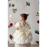 ALYRA Kız Bebek Elbise Kısa Kollu Fiyonklu Güllü Doğum Günü Parti Düğün Özel Gün Abiye Kız Çocuk Elbise Sarı ALY0680 - 4 - 5 Yaş