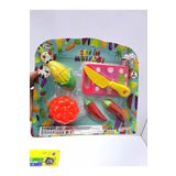 ALYTOYS Çocuk Oyuncak Kesilebilen Meyve Sebze Set Cırtı Kesilen Meyve 8 Parça Kesme Tablalı 27X24CM