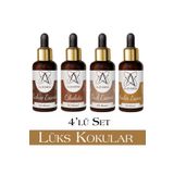 Alze Kimya Hobi 4'lü Lüks Kokular Seti Amber, Oud, Çikolata ve Kahve 4 x 10 ml Esans