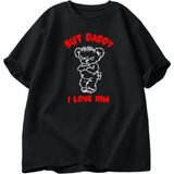 Ama Baba Onu Seviyorum Ayı Pamuklu Tişört Erkek Giysiler Yaz Rahat Erkek Tasarımcı Giyim T Sh - Siyah - XL