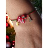 Amabel Jewelerys Yılbaşı Temalı Cam Murano Kalp, Zirkon Çam Ağacı Ve Harf Detaylı Bileklik