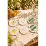 Amalfi 6 Adet 16 Cm Seramik Tatlı Tabağı Seti Akdeniz Esintili Limon Desenli Pasta Ve Sunum Tabağı